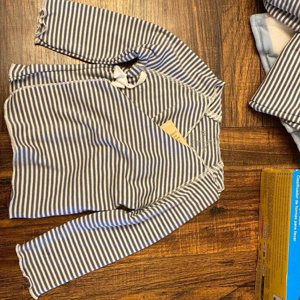 NWT Oliver and Rain Blue Stripe Long Sleeve Tie with Matching Footies- 9M